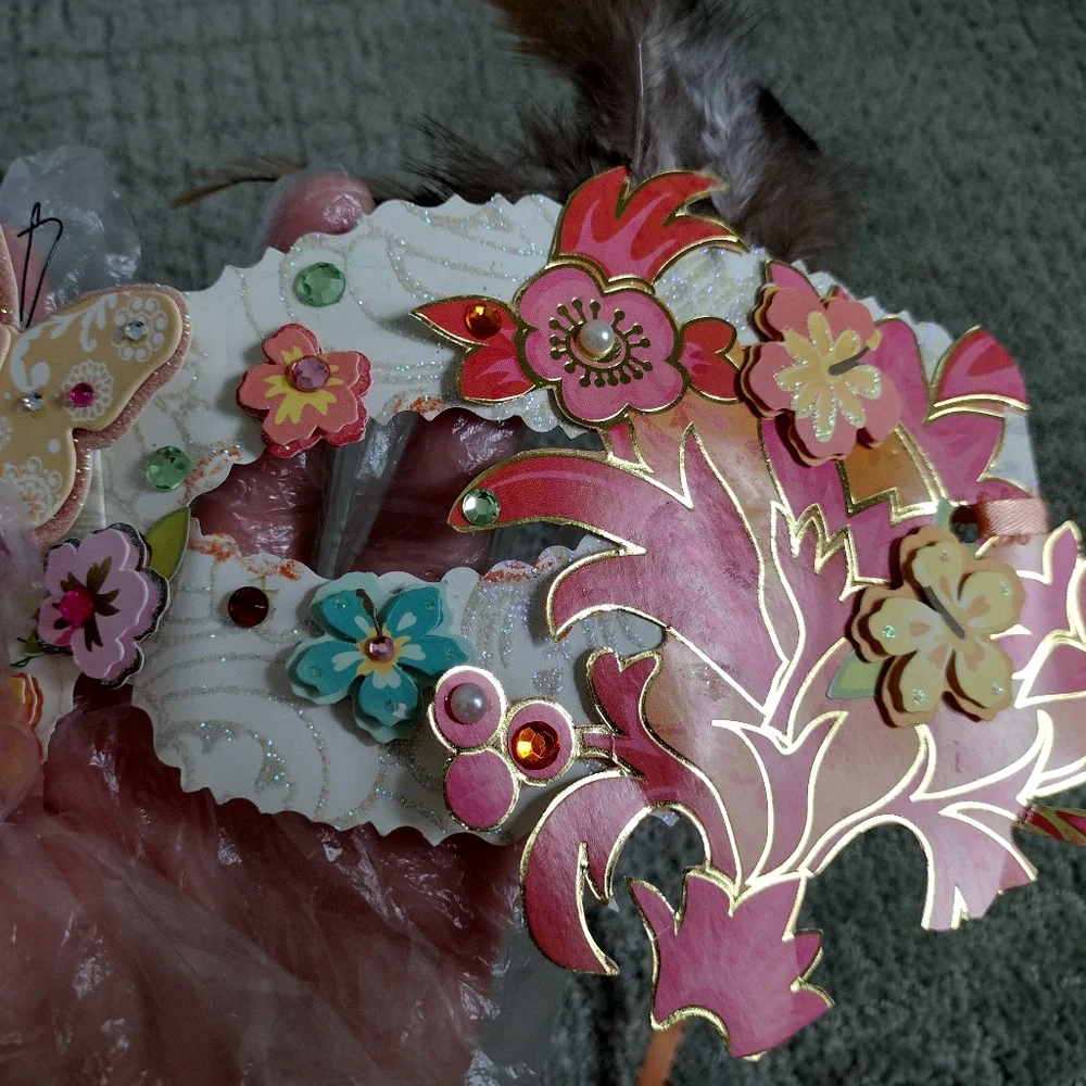 Handmade designer paper mask, mixed media masquerade mask